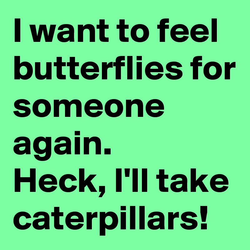 I want to feel butterflies for someone again.
Heck, I'll take caterpillars!