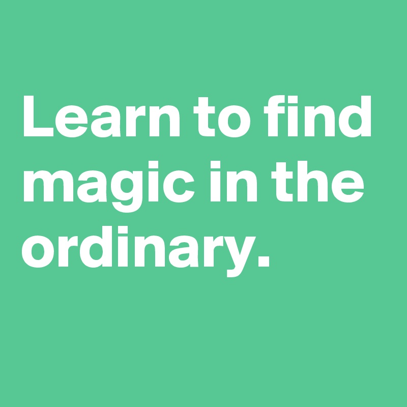 
Learn to find magic in the ordinary.
