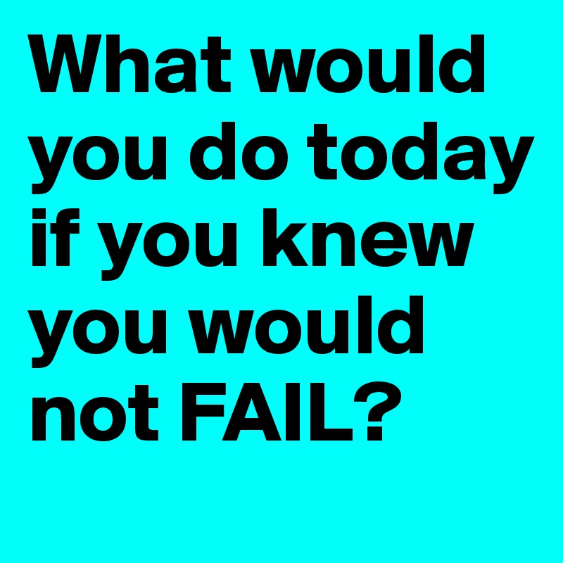 What would you do today 
if you knew you would not FAIL? 