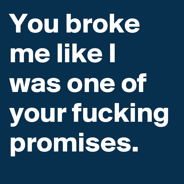 You broke me like I was one of your fucking promises.