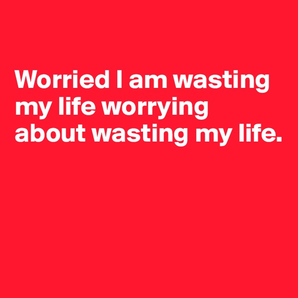 

Worried I am wasting my life worrying about wasting my life.



