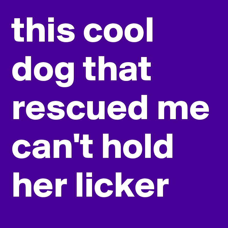 this cool dog that rescued me can't hold her licker