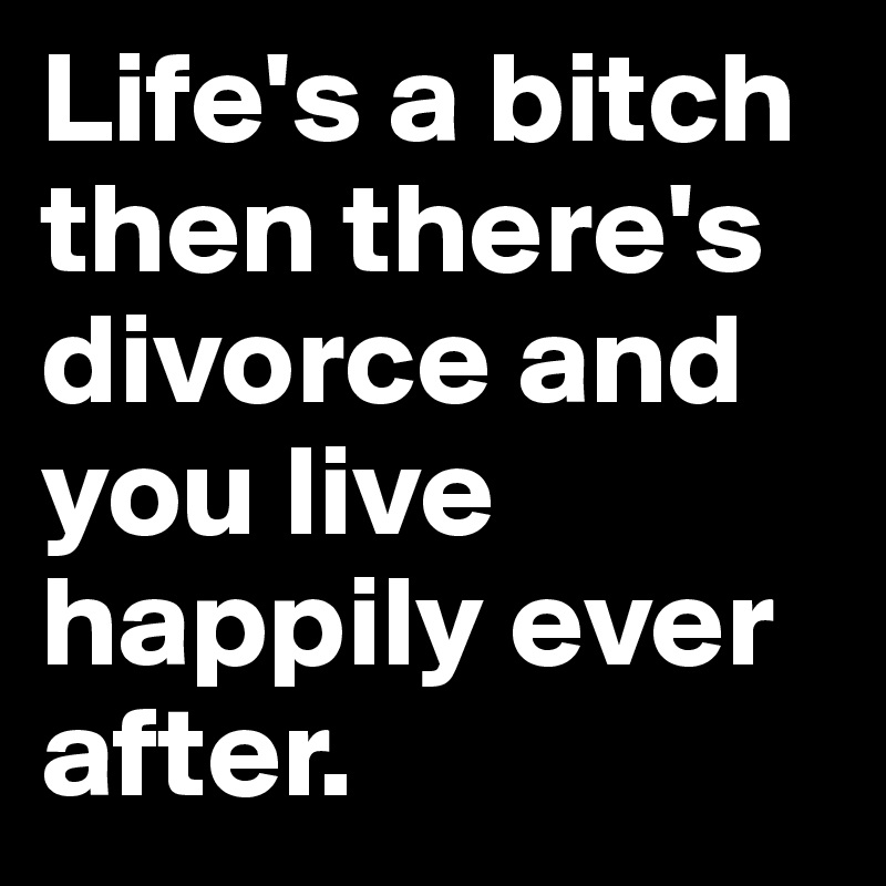 Life's a bitch then there's divorce and you live happily ever after.