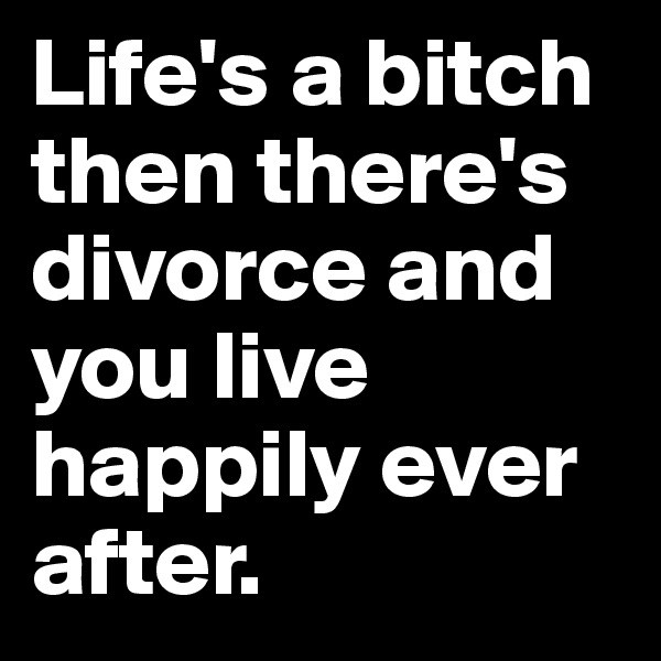 Life's a bitch then there's divorce and you live happily ever after.