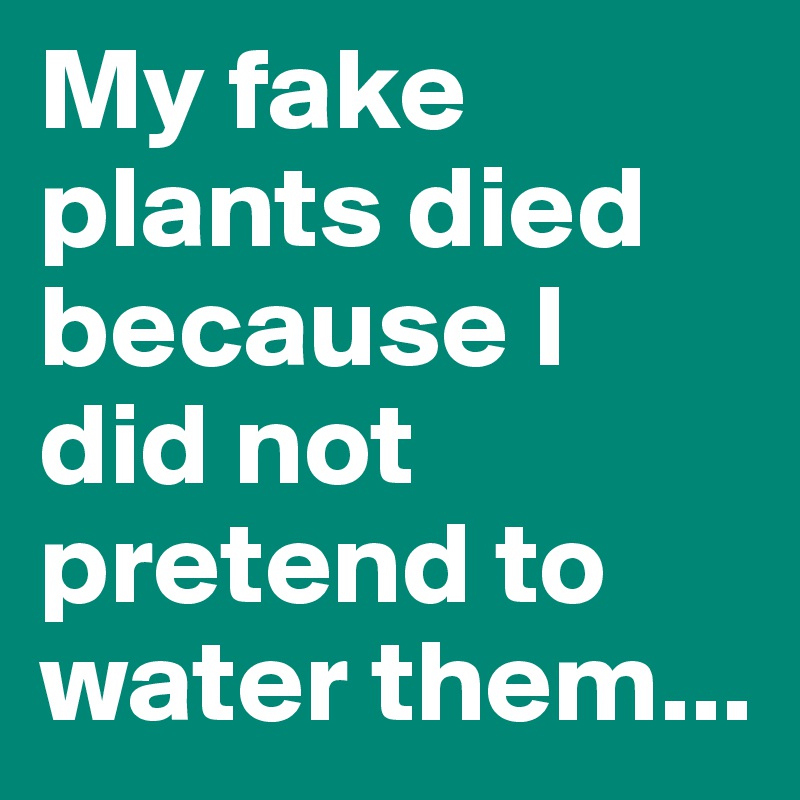 My fake plants died because I did not pretend to water them...