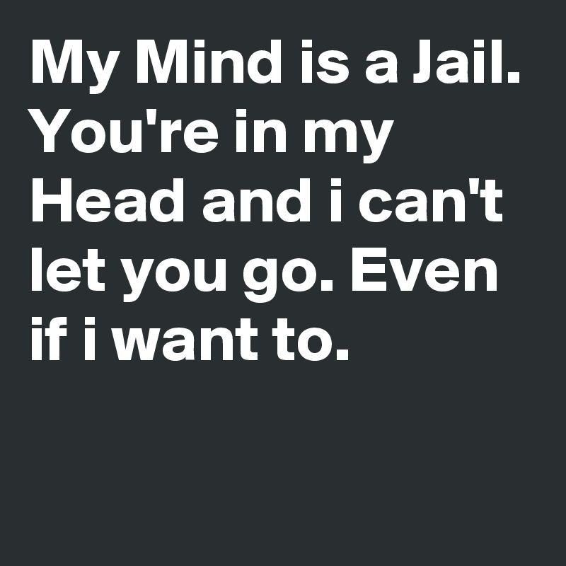 My Mind is a Jail.
You're in my Head and i can't let you go. Even if i want to. 

