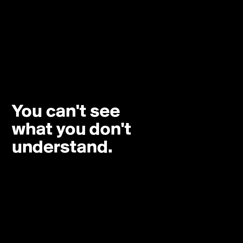 




You can't see 
what you don't 
understand.



