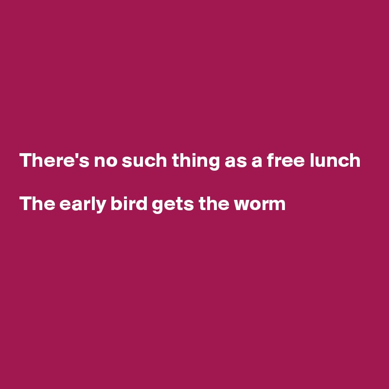 





There's no such thing as a free lunch

The early bird gets the worm






