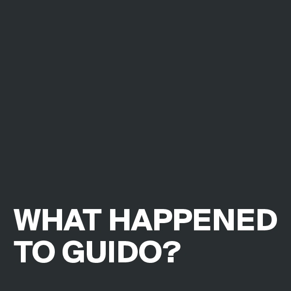 





WHAT HAPPENED TO GUIDO?