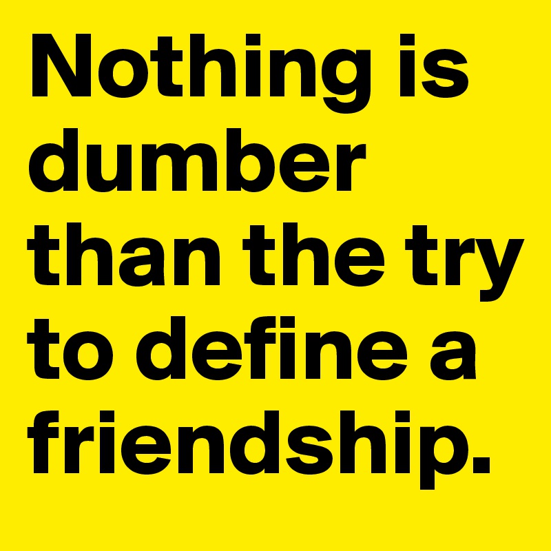 Nothing is dumber than the try to define a friendship.