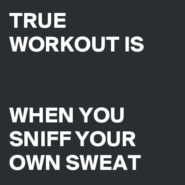 TRUE WORKOUT IS 


WHEN YOU SNIFF YOUR OWN SWEAT
