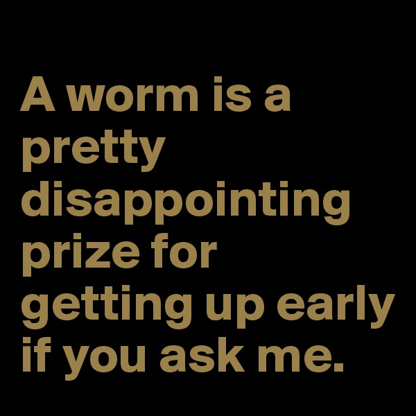 
A worm is a pretty disappointing prize for getting up early if you ask me.