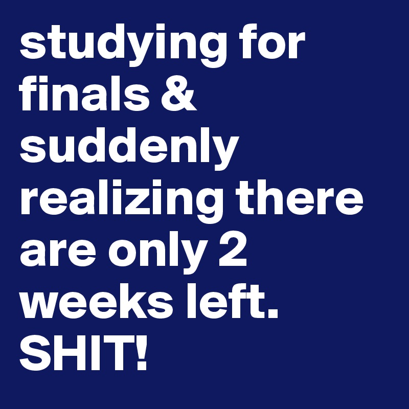 studying for finals & suddenly realizing there are only 2 weeks left. SHIT!