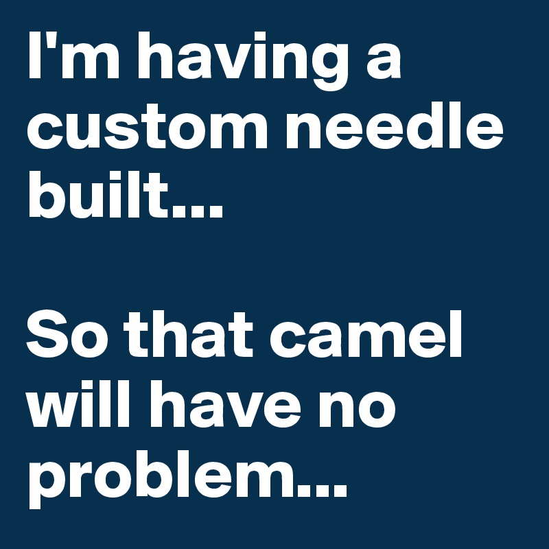 I'm having a custom needle built...  

So that camel will have no problem...
