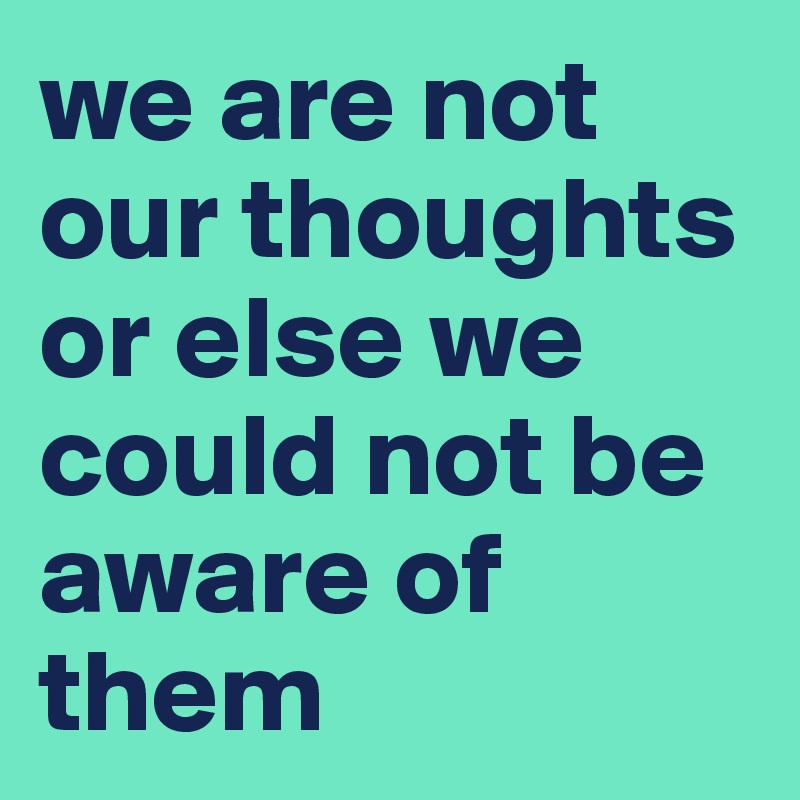 we are not our thoughts or else we could not be aware of them