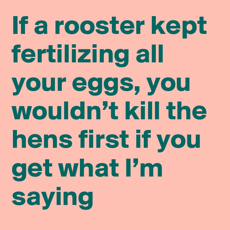 If a rooster kept fertilizing all your eggs, you wouldn’t kill the hens first if you get what I’m saying