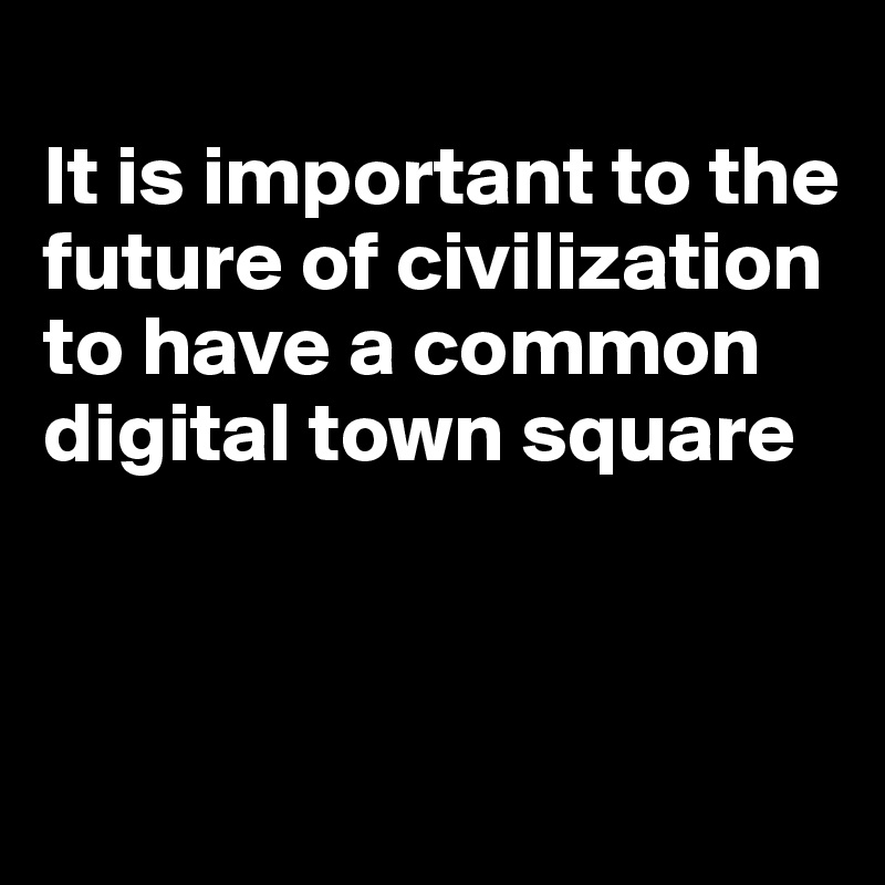 
It is important to the future of civilization to have a common digital town square




