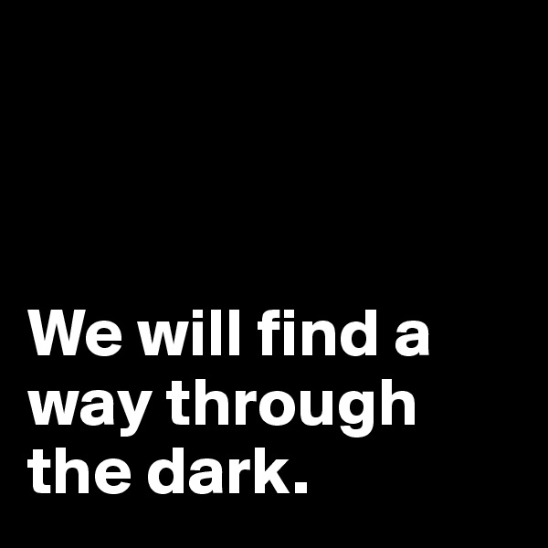 



We will find a way through the dark.
