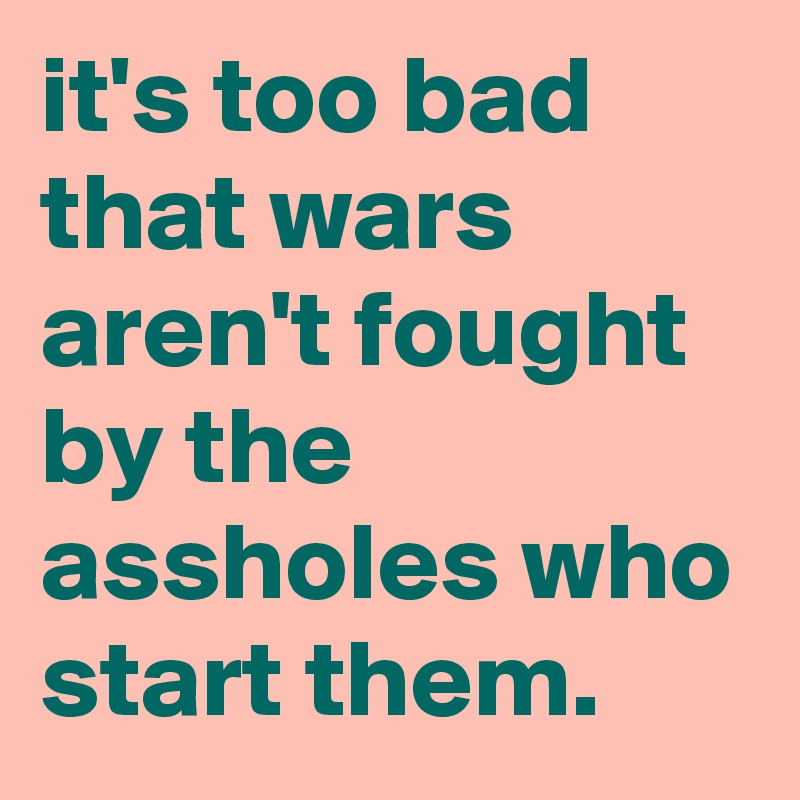 it's too bad that wars aren't fought by the assholes who start them.