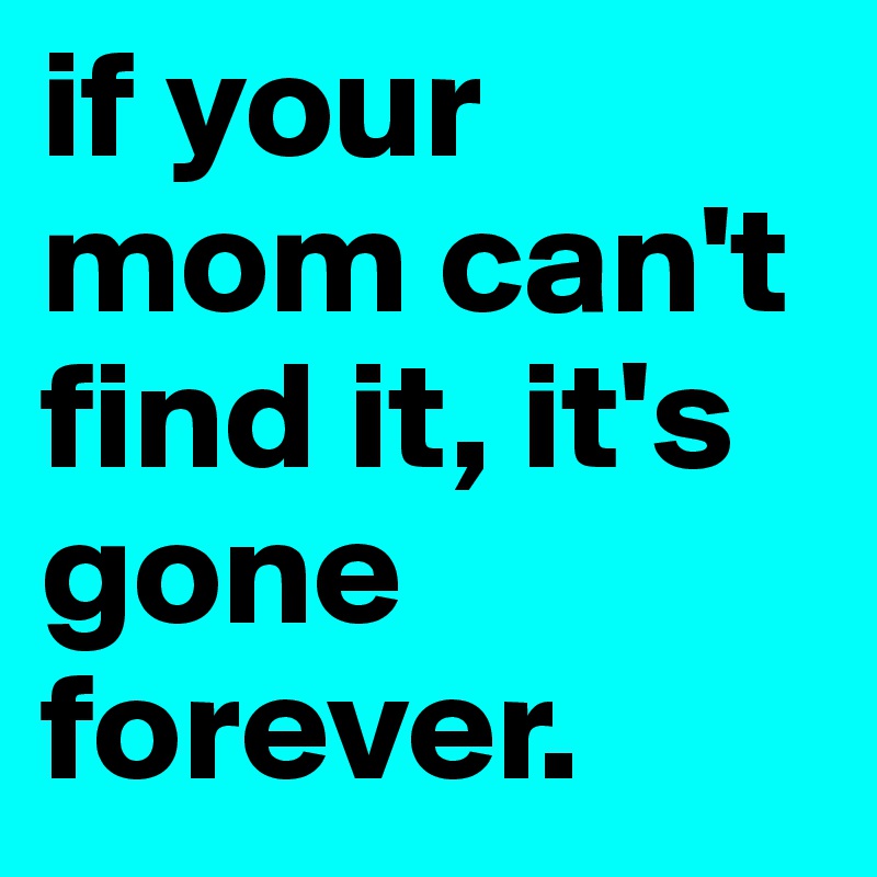 if your mom can't find it, it's gone forever.