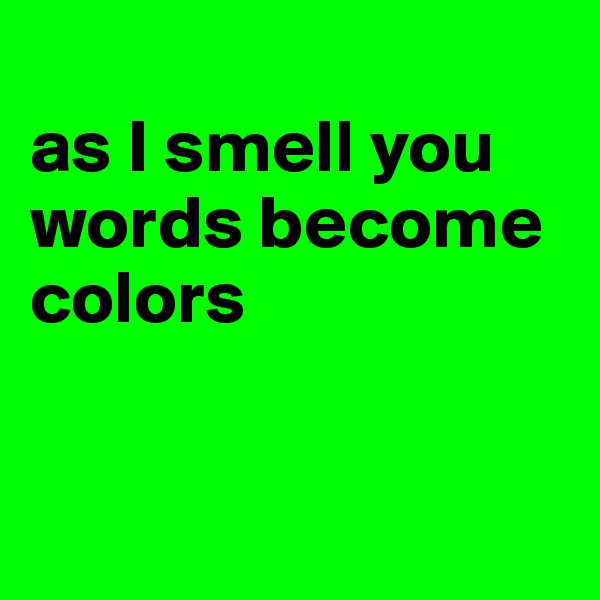 
as I smell you words become colors


