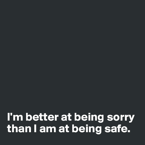 








I'm better at being sorry than I am at being safe. 