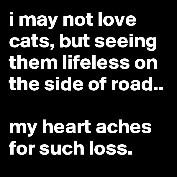 i may not love cats, but seeing them lifeless on the side of road..

my heart aches for such loss.