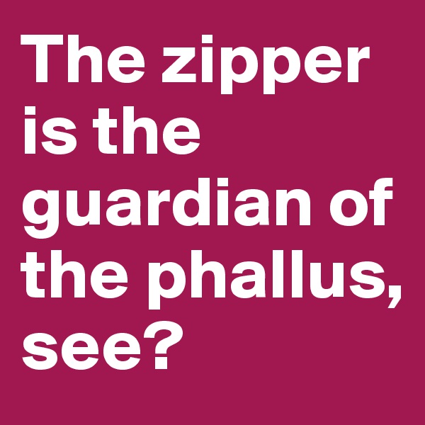 The zipper is the guardian of the phallus, see?