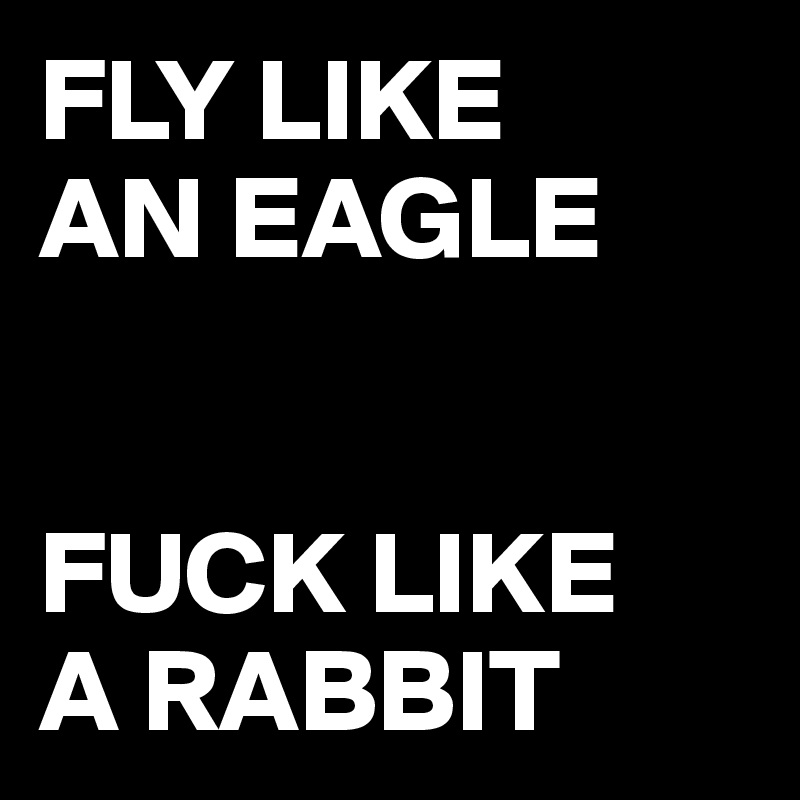 FLY LIKE 
AN EAGLE


FUCK LIKE 
A RABBIT