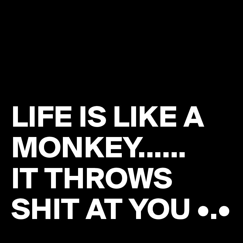 


LIFE IS LIKE A MONKEY......
IT THROWS SHIT AT YOU •.•