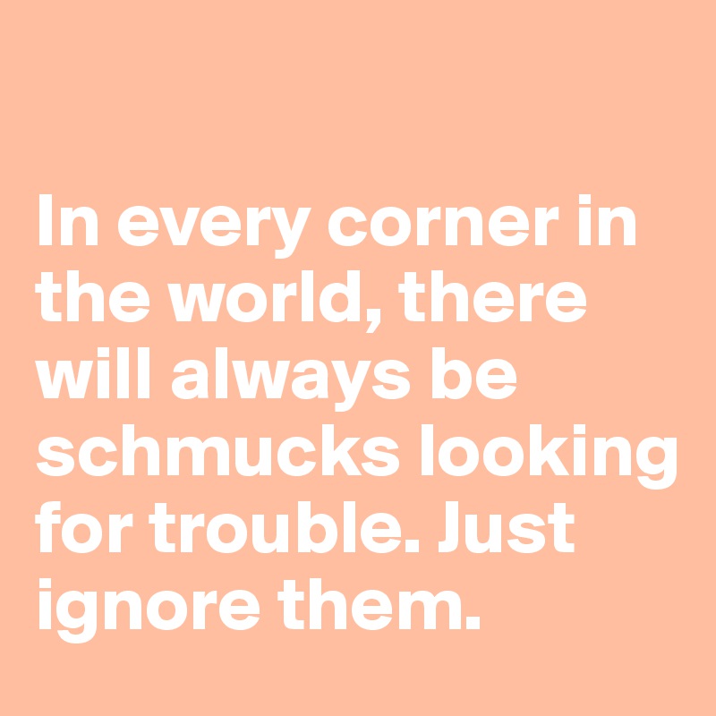 

In every corner in the world, there will always be schmucks looking for trouble. Just ignore them.