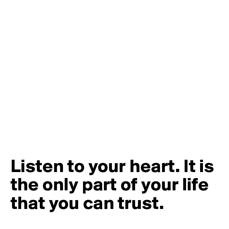 







Listen to your heart. It is the only part of your life that you can trust. 