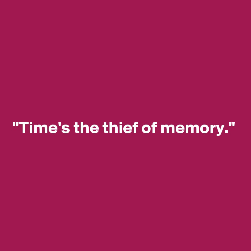 





"Time's the thief of memory."




