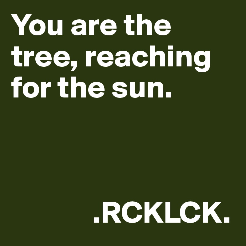 You are the tree, reaching for the sun. 



             .RCKLCK.