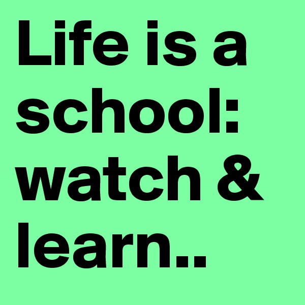Life is a school: watch & learn..