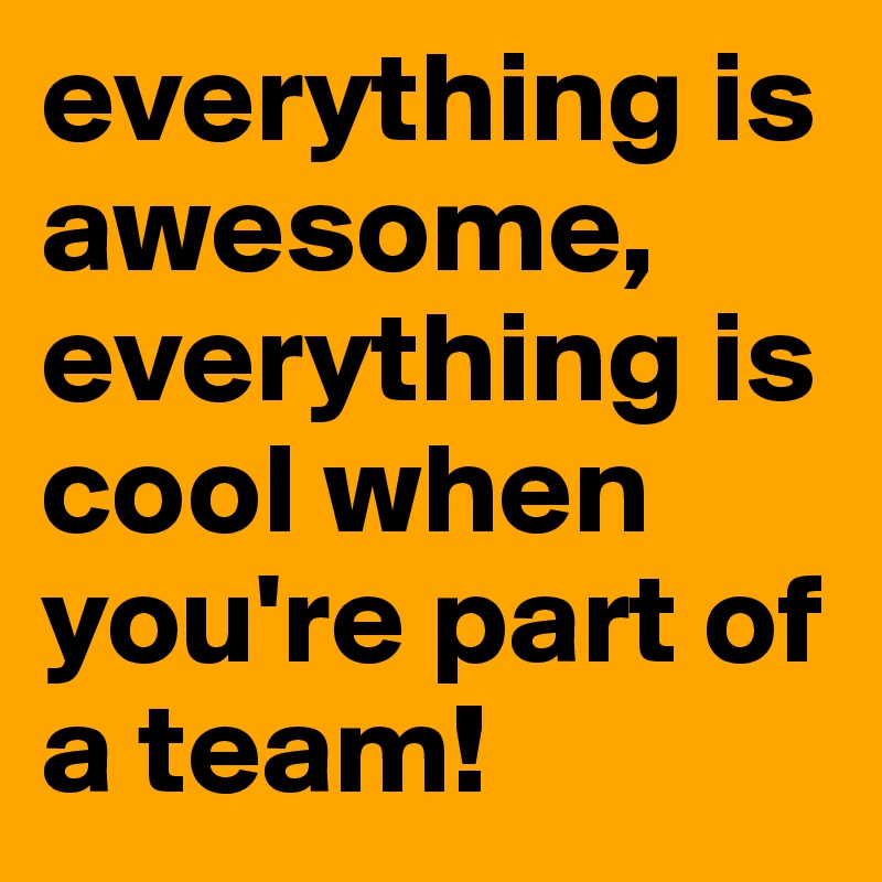 everything is awesome, everything is cool when you're part of a team!
