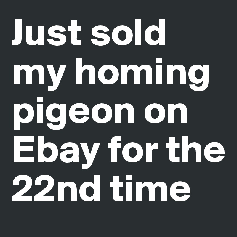 Just sold my homing pigeon on Ebay for the 22nd time