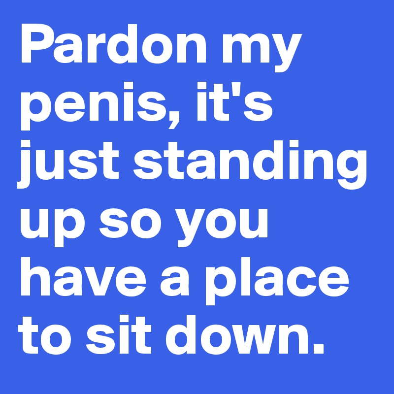 Pardon my penis, it's just standing up so you have a place to sit down.