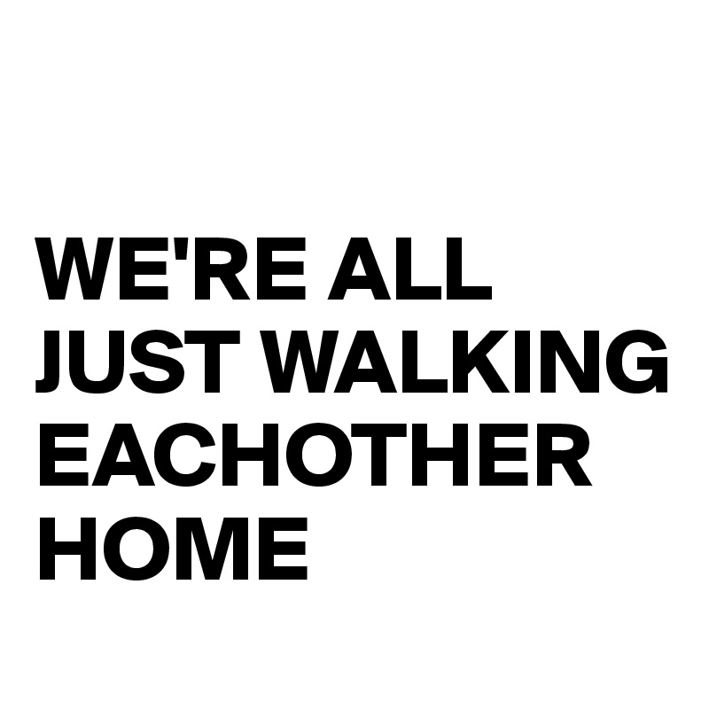 

WE'RE ALL JUST WALKING EACHOTHER HOME 