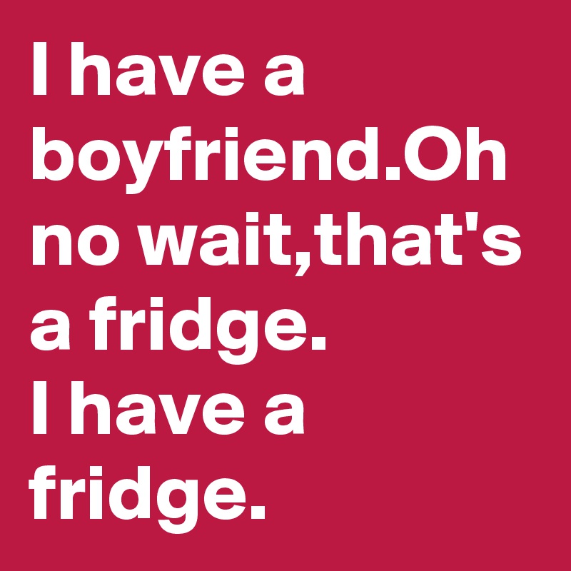 I have a boyfriend.Oh no wait,that's a fridge.
I have a fridge.