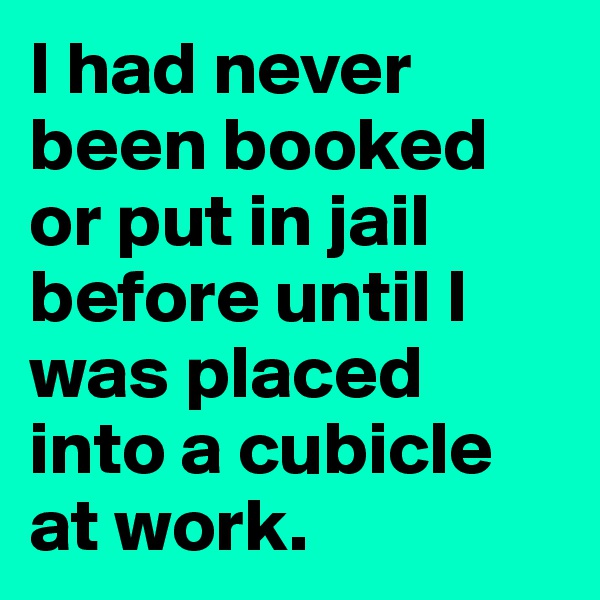 I had never been booked or put in jail before until I was placed into a cubicle at work.