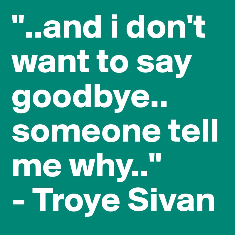 "..and i don't want to say goodbye.. someone tell me why.." 
- Troye Sivan