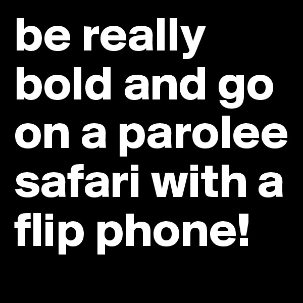 be really bold and go on a parolee safari with a flip phone! 