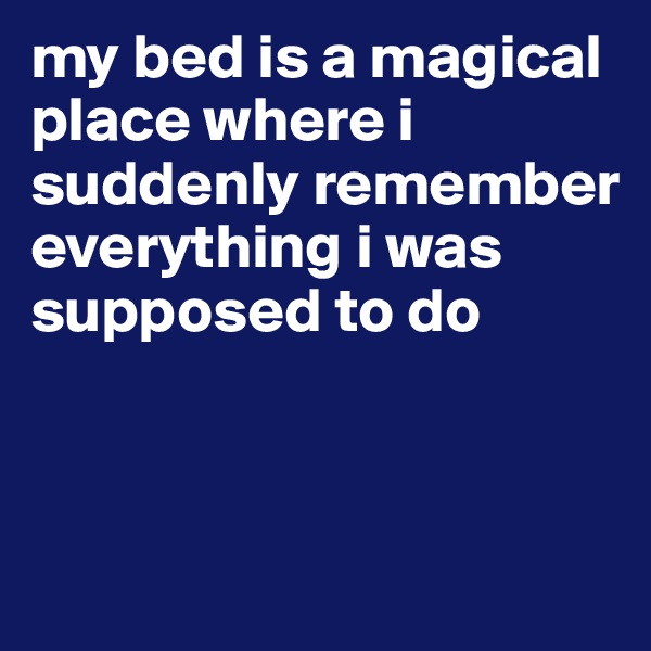 my bed is a magical place where i suddenly remember everything i was supposed to do



