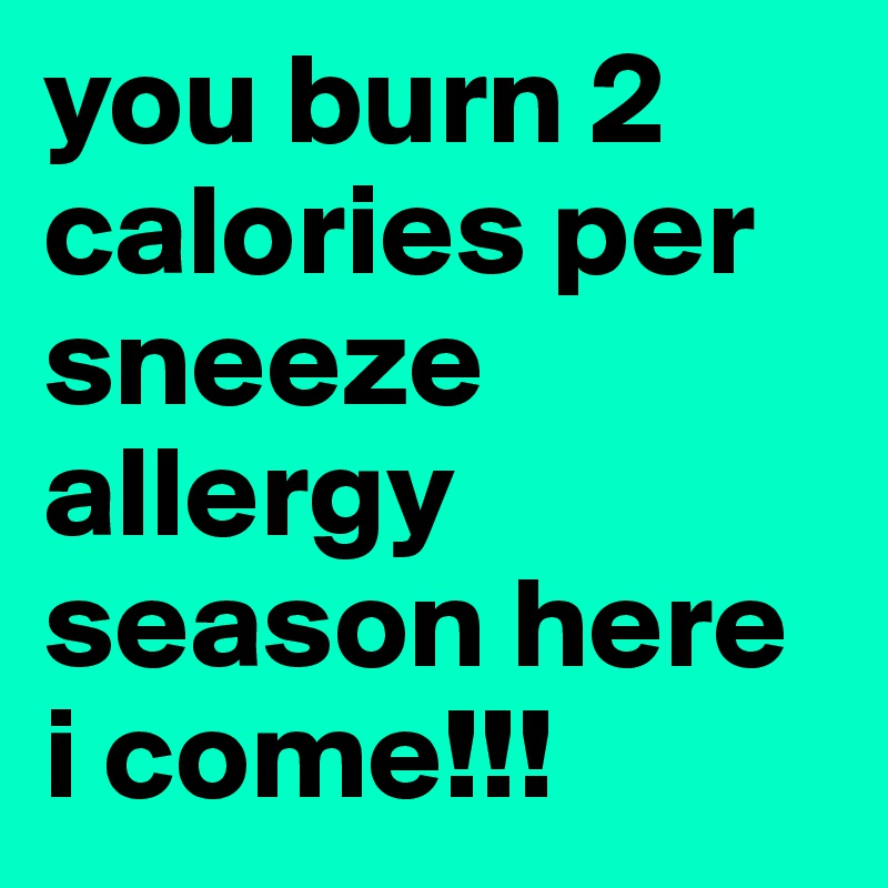 you burn 2 calories per sneeze
allergy season here i come!!!