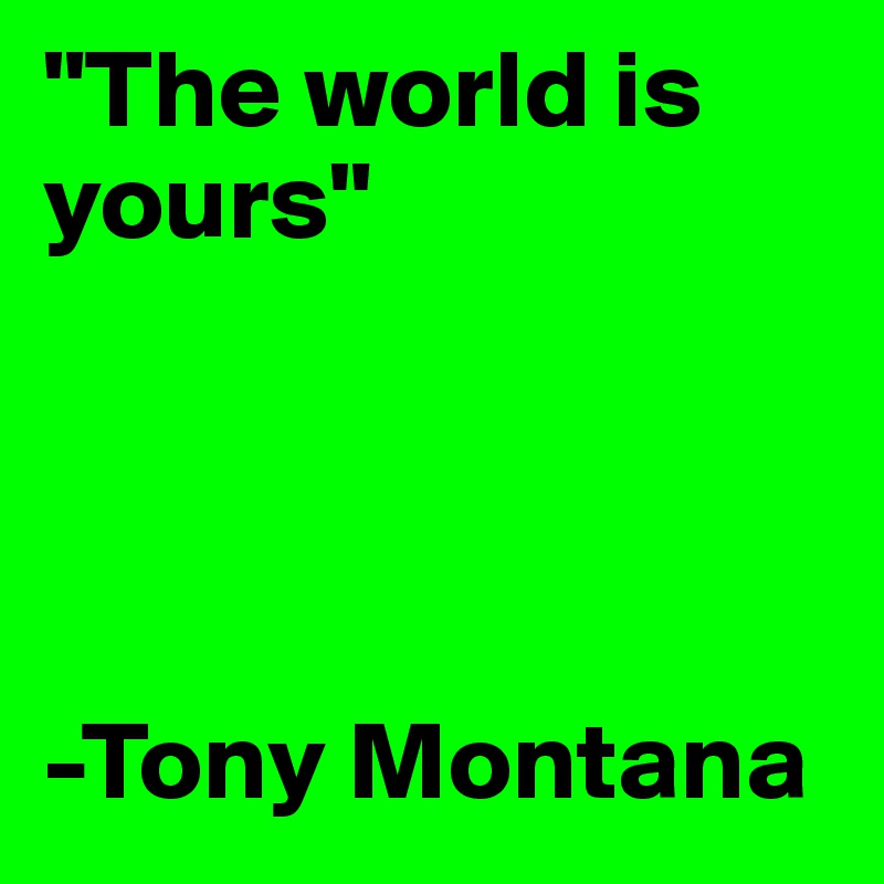 "The world is yours"




-Tony Montana