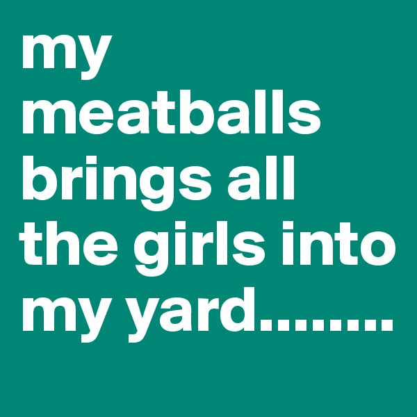 my meatballs brings all the girls into my yard........