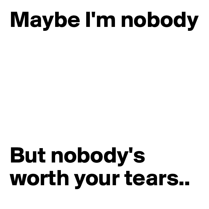 Maybe I'm nobody





But nobody's worth your tears..