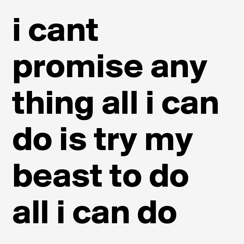 i cant promise any thing all i can do is try my beast to do all i can do