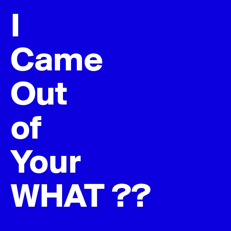 I 
Came
Out
of
Your
WHAT ??